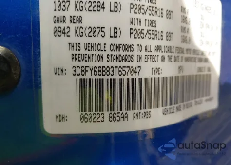 2003 Chrysler Pt Cruiser Limited из США, поврежденный, VIN 3C8FY68B83T657047